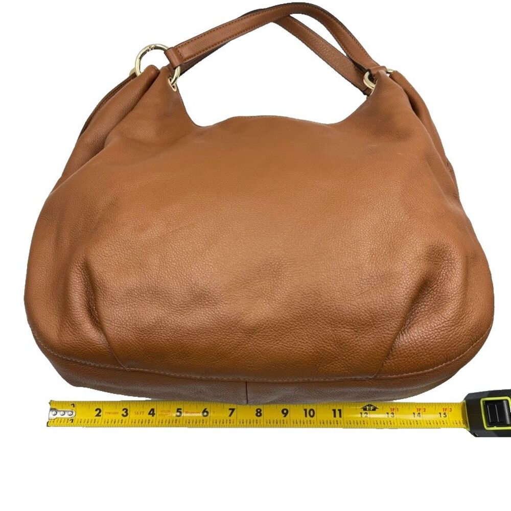 Michael Kors Brown Pebbled Leather Shoulder Hobo Bag Large Purse Tassel - Picture 6 of 16